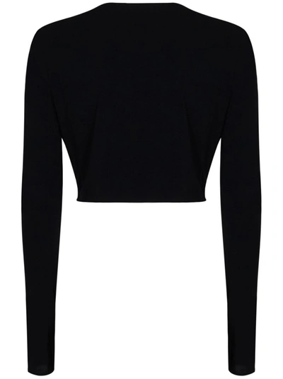 Shop Magda Butrym Cropped Long-sleeved Cardigan In Black
