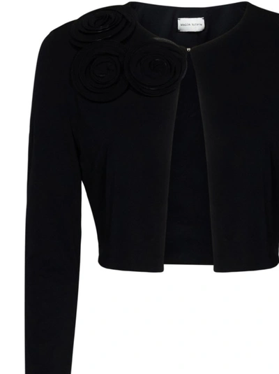 Shop Magda Butrym Cropped Long-sleeved Cardigan In Black