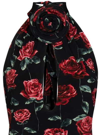 Shop Magda Butrym Black Bodysuit With Black Floral-print