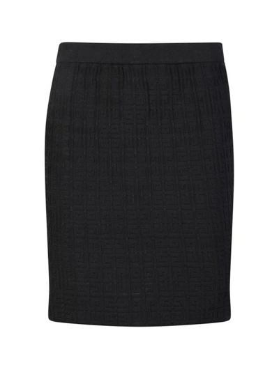 Shop Givenchy Jacquard 4g Motif Straight Skirt In Black