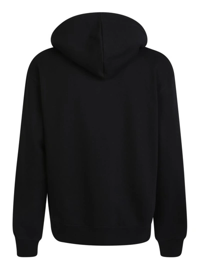 Shop Jacquemus Black Hooded Sweatshirt With Embroidered Logo