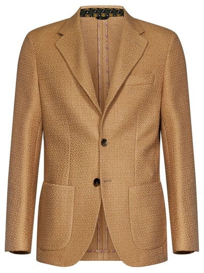 Shop Etro Beige Single-breasted Jacket In Brown