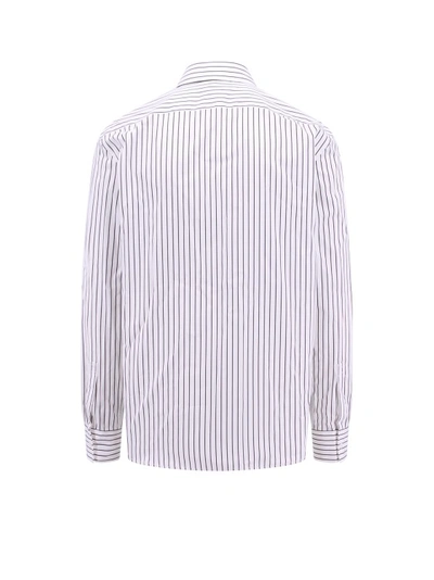 Shop Bottega Veneta Cotton Shirt With Striped Motif In White