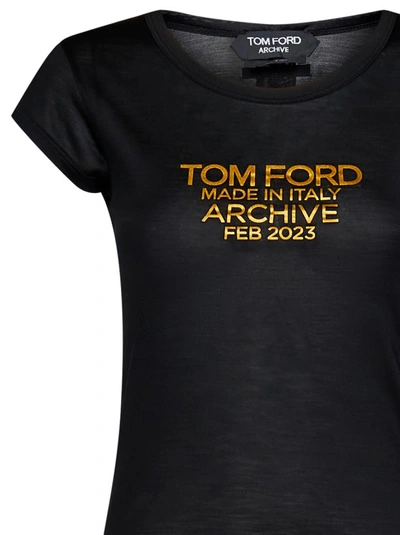 Shop Tom Ford Black Gold Logo Print T-shirt