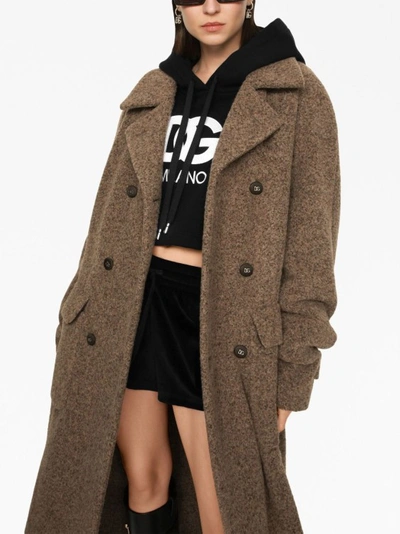 Shop Dolce & Gabbana Brown Double-breasted Coat