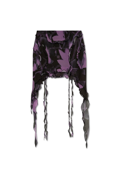 Shop Misbhv Ruffled Floral Chiffon Mini Skirt In Purple