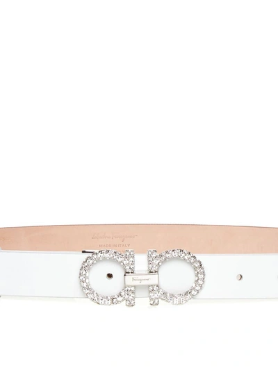 Shop Ferragamo Belts In Optic-white || Naturale (beige