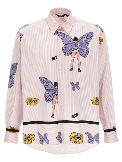 Shop Gcds 'butterfly' Shirt In Pink