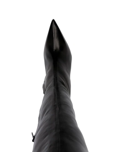 Shop Givenchy Leather Over The Knee Heel Boots In Black