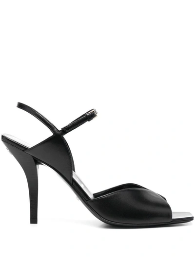 Shop Gucci Leather Slingback Sandals In Black