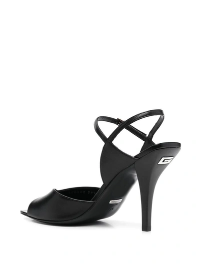 Shop Gucci Leather Slingback Sandals In Black