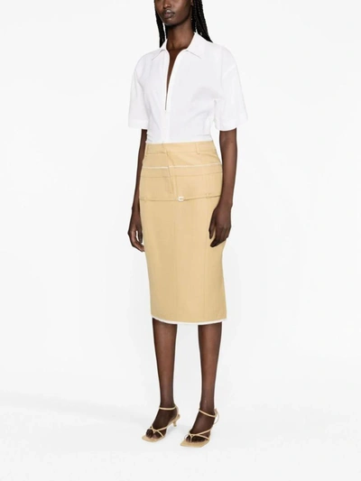 Shop Jacquemus Skirt In Beige