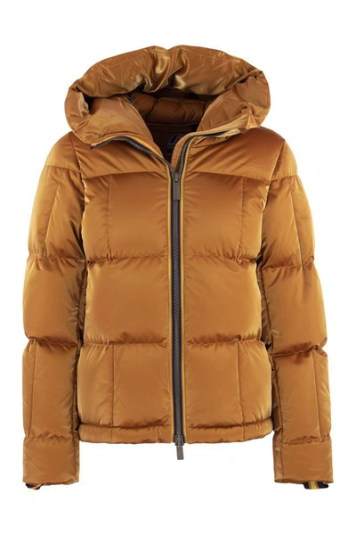 Shop K-way Brielin - Hooded Down Jacket In Orange