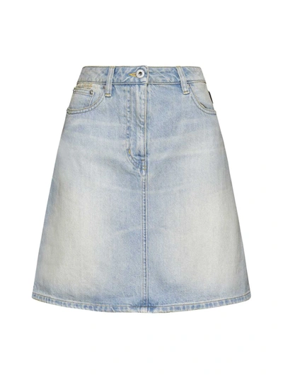 Shop Kenzo Skirts In Medium Stone Blue Denim