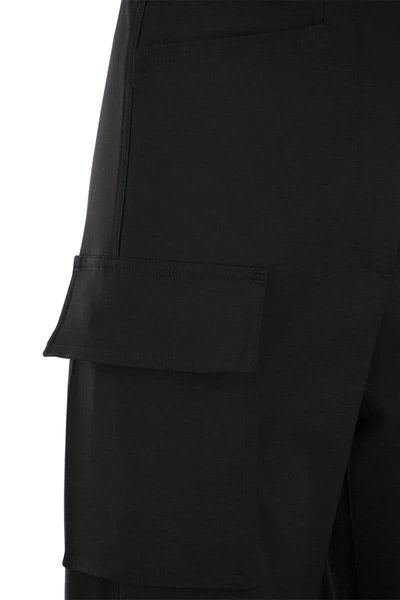 Shop Max Mara Tskirt - Wool Gabardine Cargo Trousers In Black