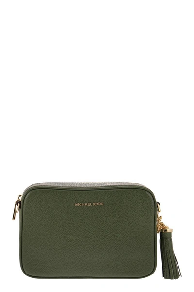 Shop Michael Kors Ginny - Leather Crossbody Bag In Green