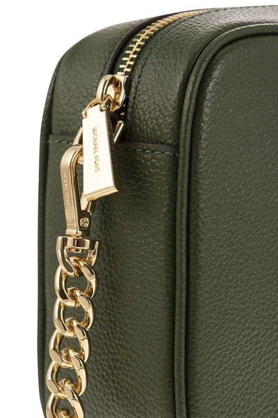 Shop Michael Kors Ginny - Leather Crossbody Bag In Green