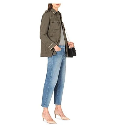 Shop Valentino Rockstud Boyfriend High-rise Jeans In Blue