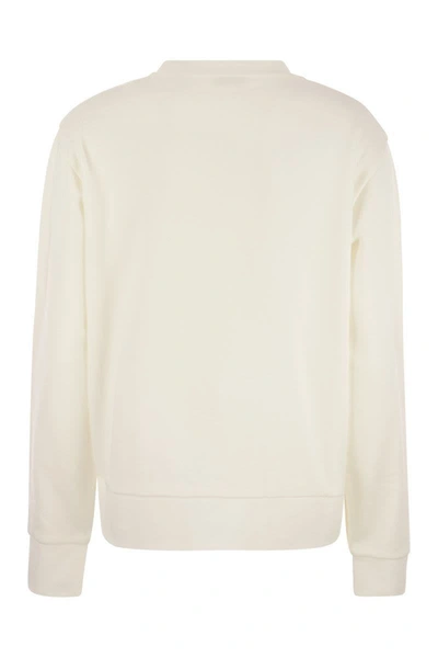 Shop Moncler Logo Sweatshirt With Crystals In White