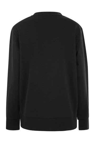 Shop Moncler Logo Sweatshirt With Crystals In Black