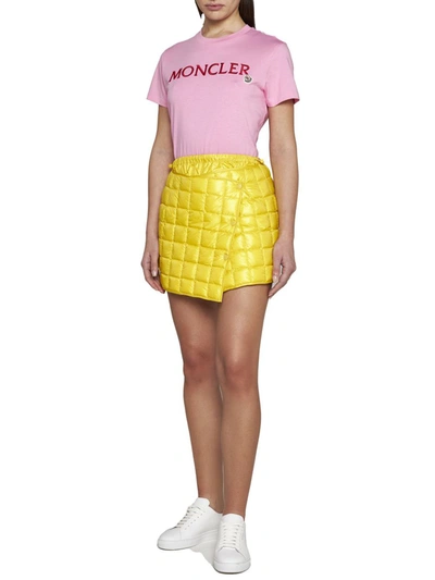 Moncler Quilted Glossed-shell Down Mini Wrap Skirt In Yellow