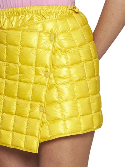 Moncler Quilted Glossed-shell Down Mini Wrap Skirt In Yellow