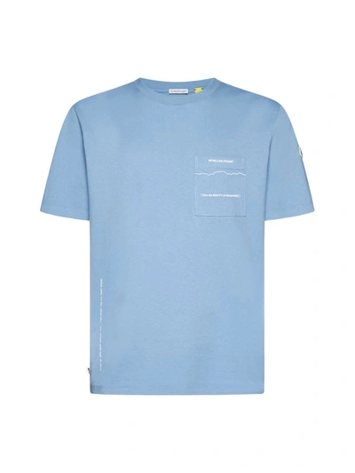 Shop Moncler T-shirts And Polos In Clear Blue