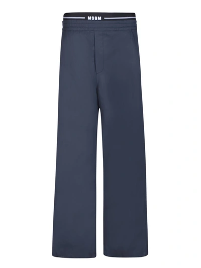 Shop Msgm Trousers In Blue
