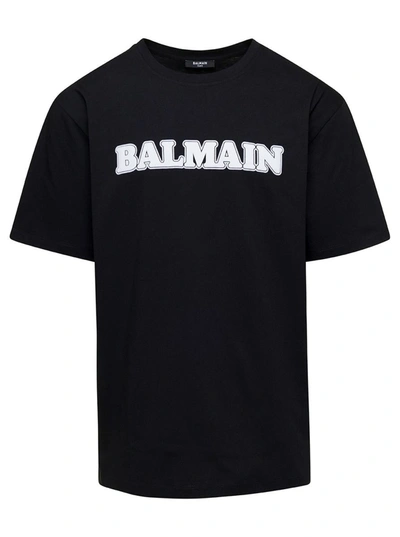 Shop Balmain Retro  Flock T-shirt-straight Fit In Black