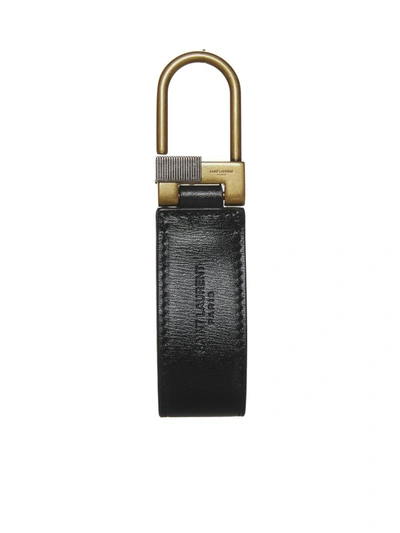 Saint Laurent Patent-leather Padlock Belt