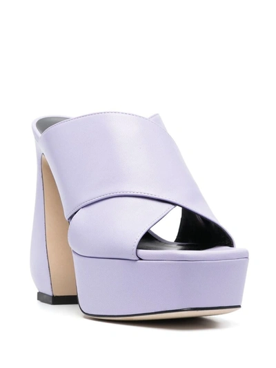 Shop Si Rossi Leather Heel Mules In Lilac