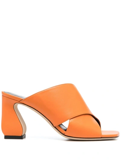 Shop Si Rossi Leather Mules In Orange