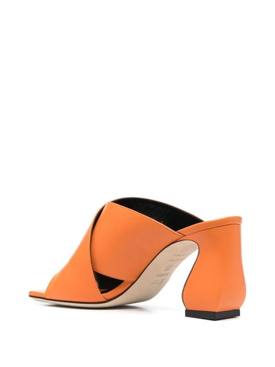 Shop Si Rossi Leather Mules In Orange