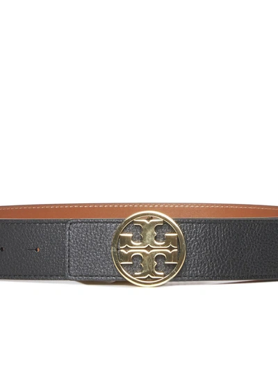 Shop Tory Burch Belts In Black Classic Cuoio Gold