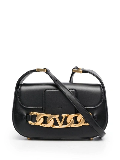 Shop Valentino Garavani Vlogo Chain Small Leather Shoulder Bag In Black