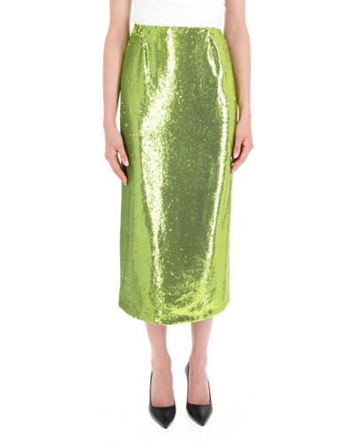 Shop Philosophy Di Lorenzo Serafini Sequined Straight Hem Skirt In Green