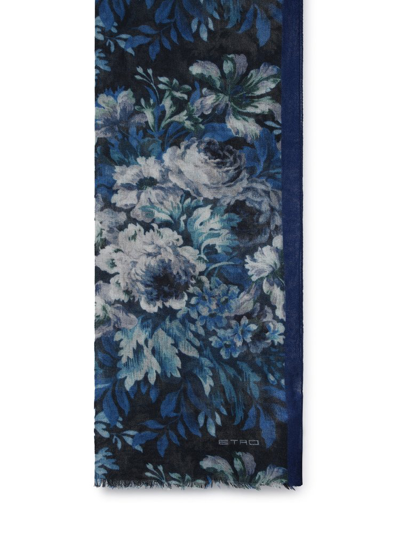 Shop Etro Floral Printed Frayed Edge Scarf In Multi