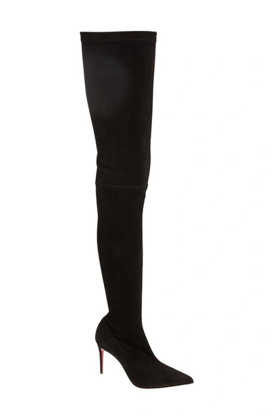 Shop Christian Louboutin Kate Alta Pointed Toe Over The Knee Boot In Bk01 Black