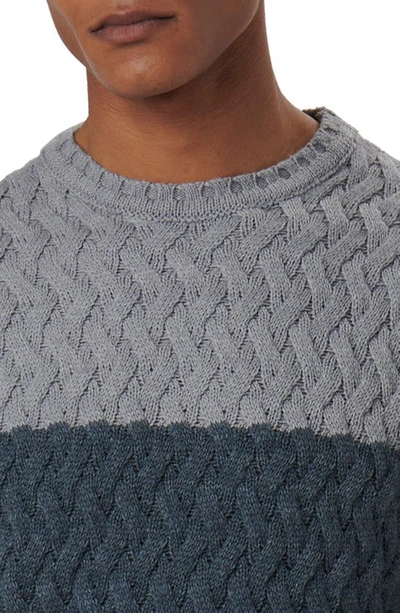 Shop Bugatchi Color Block Merino Wool Blend Crewneck Sweater In Anthracite