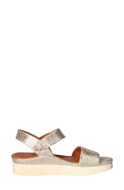 L'amour Des Pieds Abrilla Slingback Platform Sandal In Silver/gold Snake Print