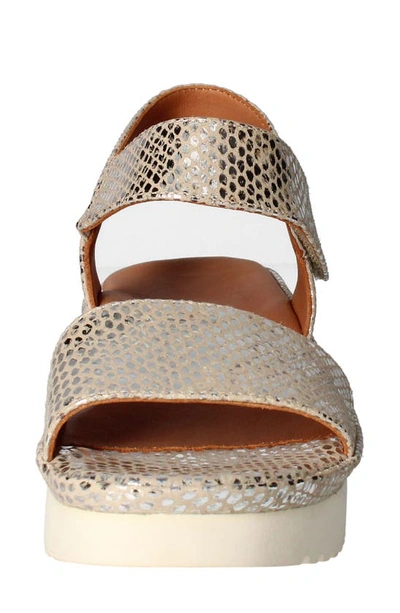 L'amour Des Pieds Abrilla Slingback Platform Sandal In Silver/gold Snake Print
