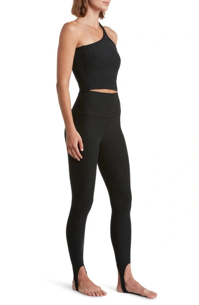 Shop Beyond Yoga Well Rounded Space Dye Stirrup Leggings In Darkest Night