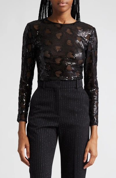 Shop Mother Of All Amora Sequin Top In Black