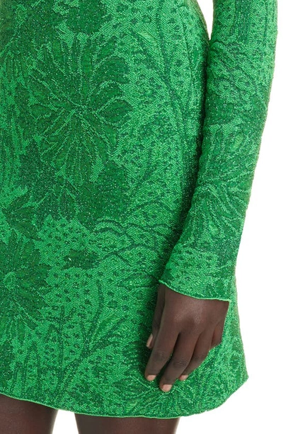Shop Givenchy Floral Jacquard Long Sleeve Knit Minidress In Absynthe Green