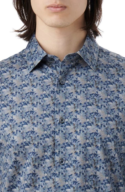 Shop Bugatchi James Ooohcotton® Abstract Print Button-up Shirt In Peacock