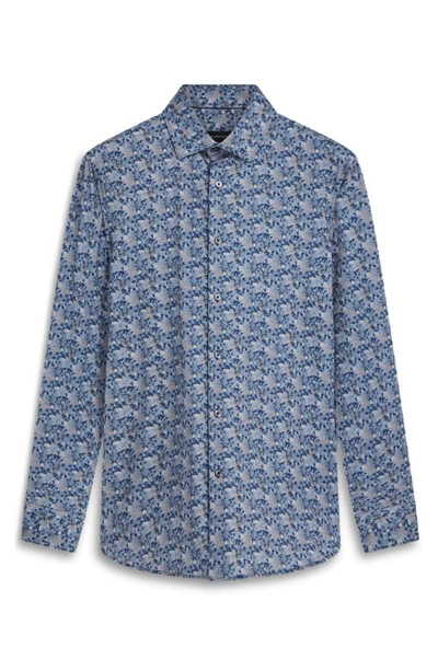 Shop Bugatchi James Ooohcotton® Abstract Print Button-up Shirt In Peacock