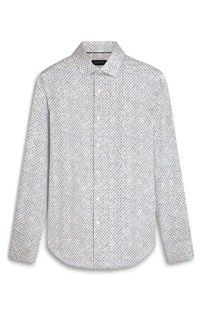 Shop Bugatchi James Ooohcotton® Diamond Check Print Button-up Shirt In Chalk