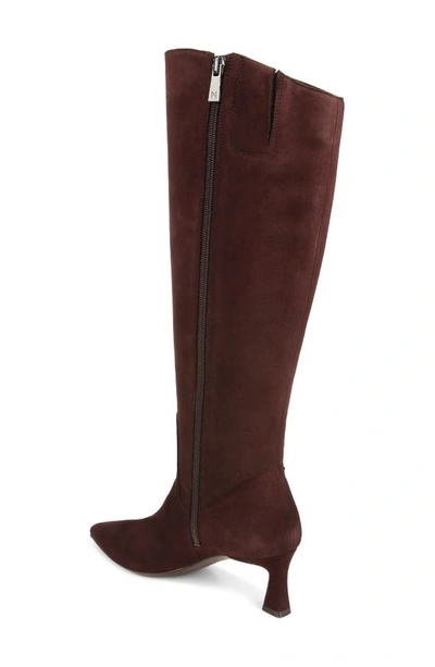 Naturalizer Deesha Wide Calf Tall Dress Boots In Mahogany Brown Suede