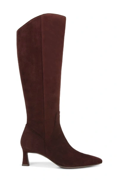 Naturalizer Deesha Wide Calf Tall Dress Boots In Mahogany Brown Suede