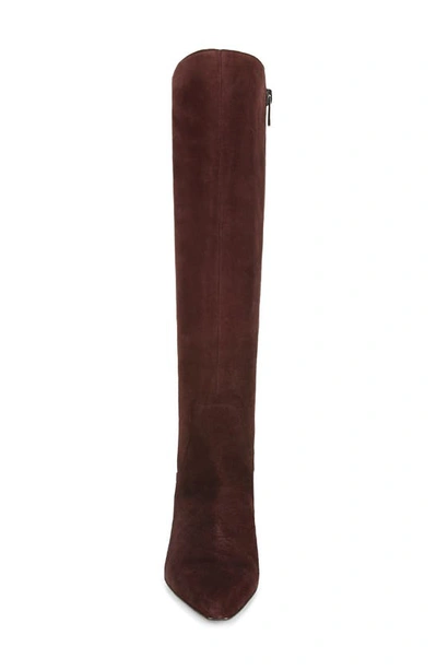 Naturalizer Deesha Wide Calf Tall Dress Boots In Mahogany Brown Suede